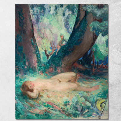 Nu Au Petit Faune Henri Lebasque hlb59 quadro stampato su tela