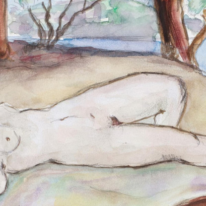 Sdraiato Nudo In Un Paesaggio A Saint-Tropez Henri Lebasque hlb61 quadro stampato su tela