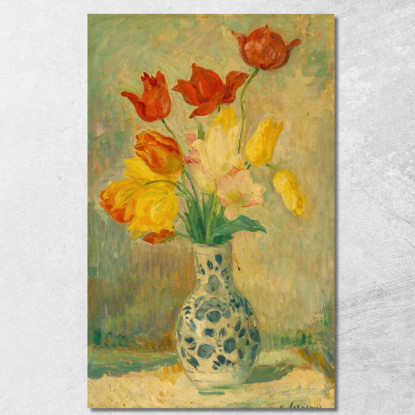 Tulipani In Un Vaso Di Delft Henri Lebasque hlb70 quadro stampato su tela