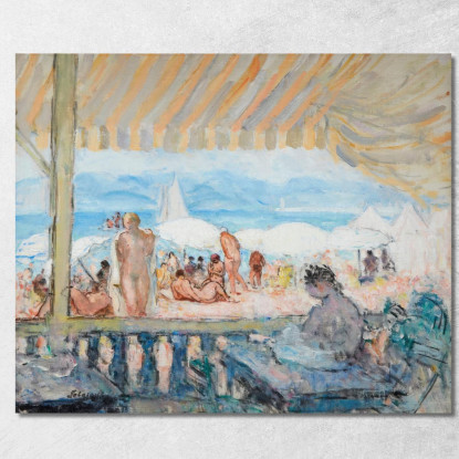 Veranda Sulla Spiaggia Di Cannes Henri Lebasque hlb74 quadro stampato su tela