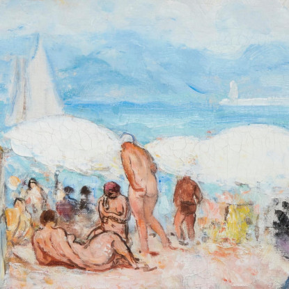 Veranda Sulla Spiaggia Di Cannes Henri Lebasque hlb74 quadro stampato su tela