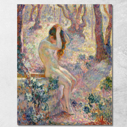 Giovane Nudo Seduto Sul Bordo Di Un Pozzo Henri Lebasque hlb75 quadro stampato su tela