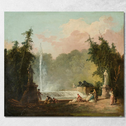 Una Fontana In Un Parco Hubert Robert hrb7 quadro stampato su tela