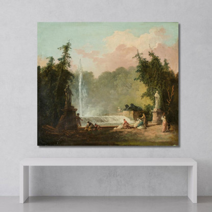 Una Fontana In Un Parco Hubert Robert hrb7 quadro stampato su tela