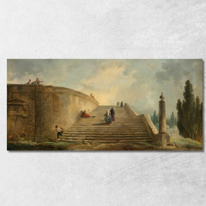 Una Grande Scalinata Hubert Robert hrb8 quadro stampato su tela