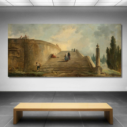 Una Grande Scalinata Hubert Robert hrb8 quadro stampato su tela