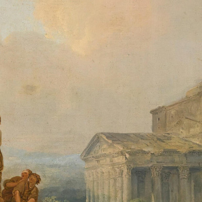 Un Paesaggio Con Pastori E Pastorelle Tra Antiche Rovine Hubert Robert hrb10 quadro stampato su tela