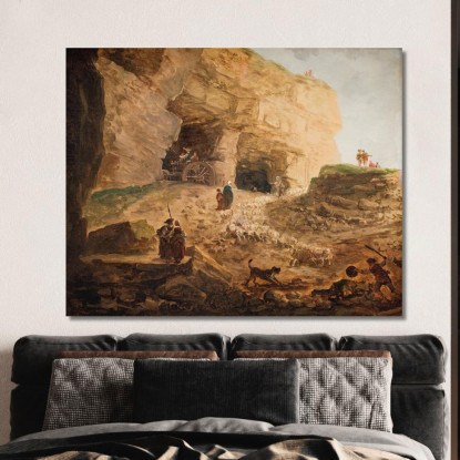 Una Cava Con Un Gregge Di Pecore Hubert Robert hrb12 quadro stampato su tela
