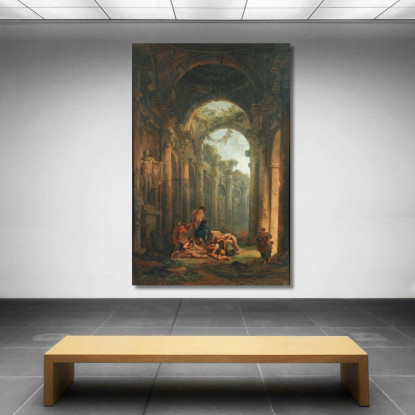 Rovine Classiche Con Soldati Che Giocano D'Azzardo Hubert Robert hrb29 quadro stampato su tela