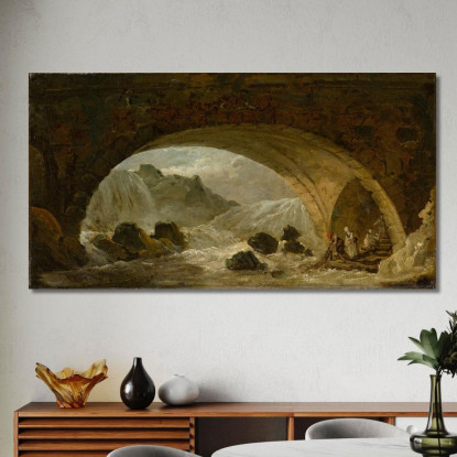 Pescatori Sotto Un Ponte Hubert Robert hrb36 quadro stampato su tela