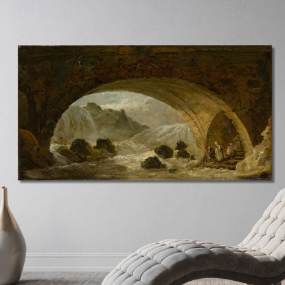 Pescatori Sotto Un Ponte Hubert Robert hrb36 quadro stampato su tela