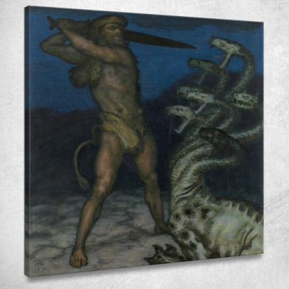 Ercole E L'Idra Franz von Stuck fvs38 quadro stampato su tela