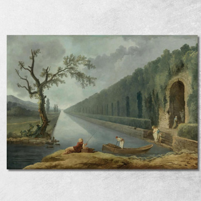 Scena Di Giardino Con Un Canale Hubert Robert hrb39 quadro stampato su tela