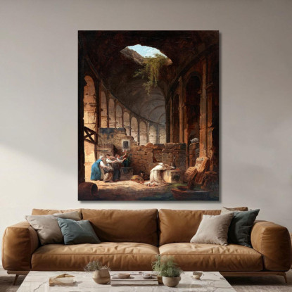 Eremita Nel Colosseo Hubert Robert hrb41 quadro stampato su tela