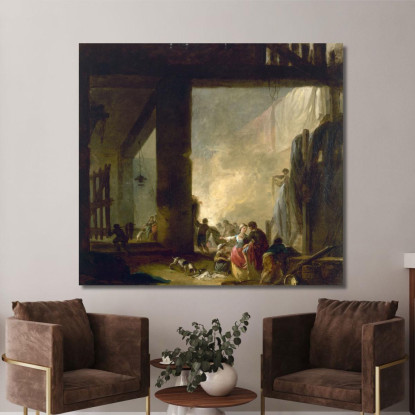 Lavanderia Hubert Robert hrb46 quadro stampato su tela