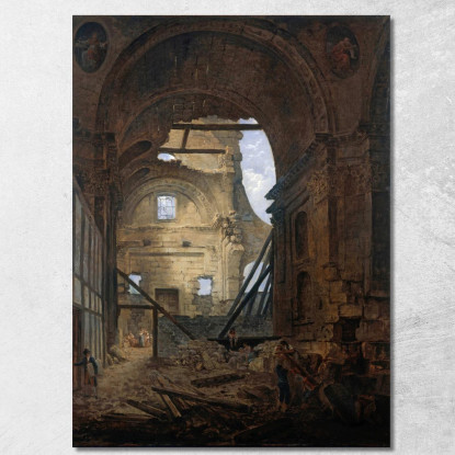 La Cappella Della Sorbona Con La Volta Della Navata Crollata Hubert Robert hrb49 quadro stampato su tela