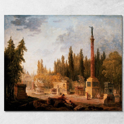 Il Giardino Del Museo Dei Monumenti Francesi Ex Convento Dei Petits-Augustins Hubert Robert hrb65 quadro stampato su tela