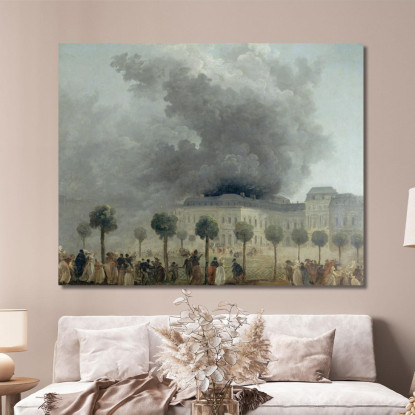 L'Incendio Dell'Opera Visto Dai Giardini Del Palais-Royal Hubert Robert hrb74 quadro stampato su tela