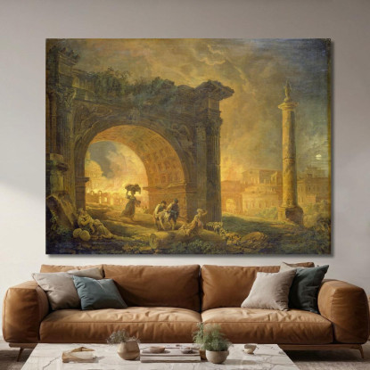 Rovine Romane Hubert Robert hrb81 quadro stampato su tela