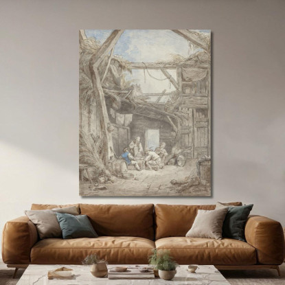 Fattoria In Rovina Hubert Robert hrb83 quadro stampato su tela