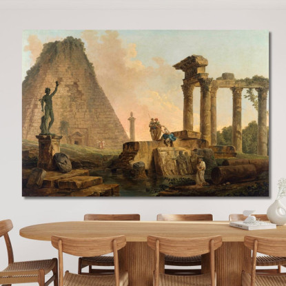 Rovine Romane Hubert Robert hrb85 quadro stampato su tela