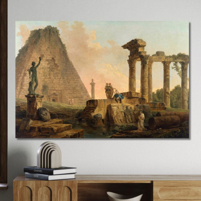 Rovine Romane Hubert Robert hrb85 quadro stampato su tela