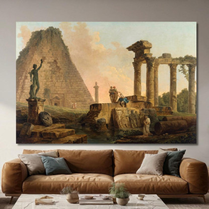 Rovine Romane Hubert Robert hrb85 quadro stampato su tela